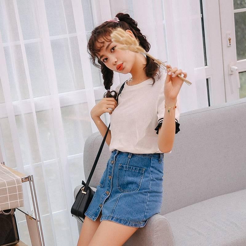 game High Waist Jeans Denim Skirt