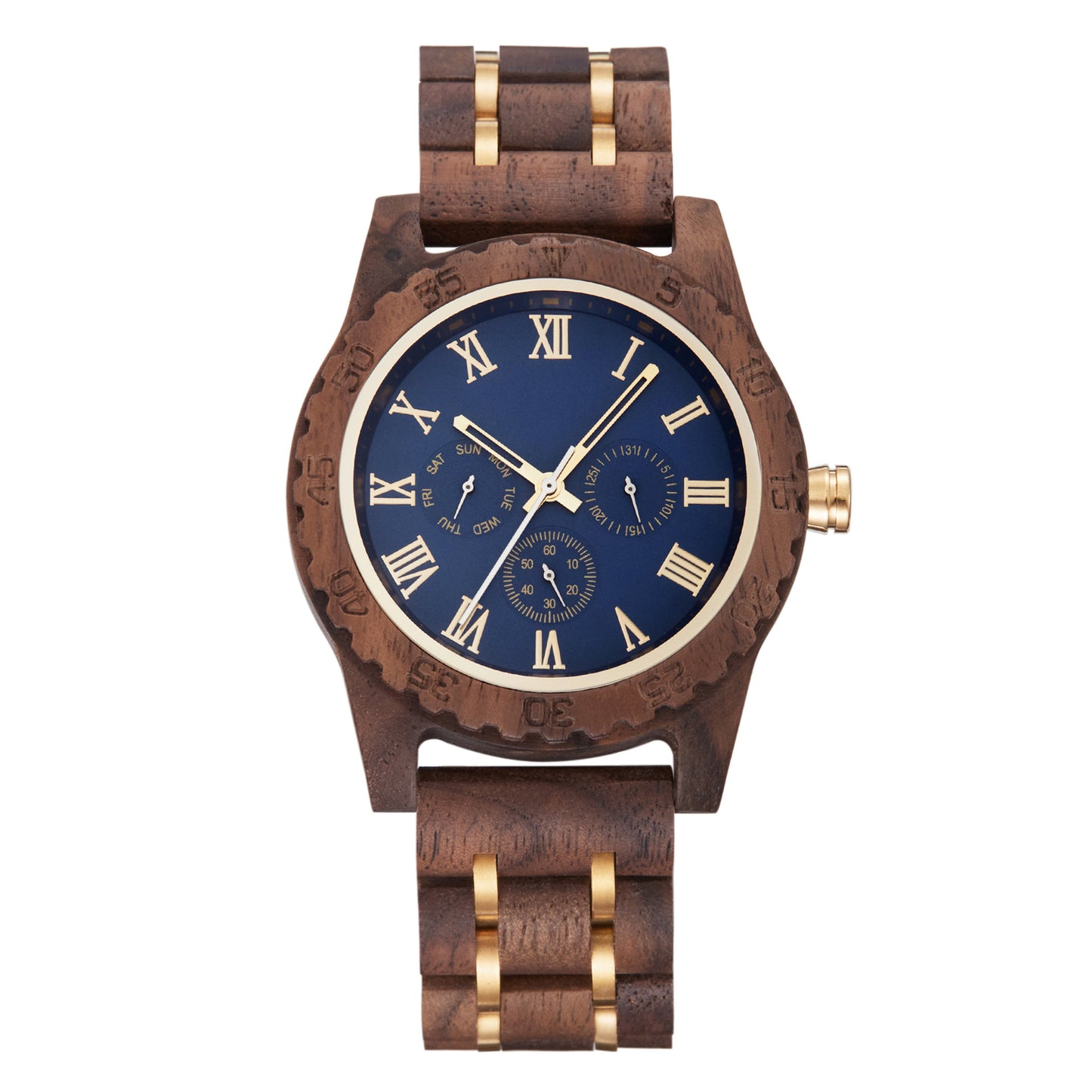 Retro Walnut Gold Multi-functional Men's Quartz Watch - Trotters Independent Traders