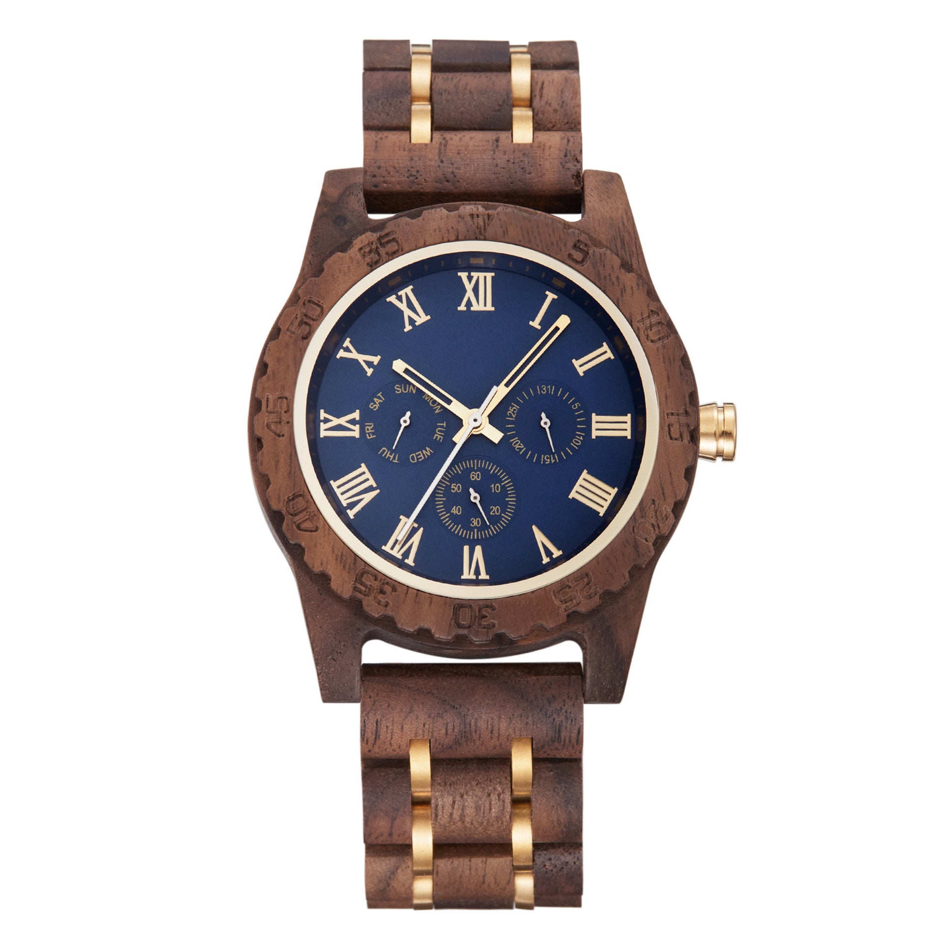 Retro Walnut Gold Multi-functional Men's Quartz Watch - Trotters Independent Traders