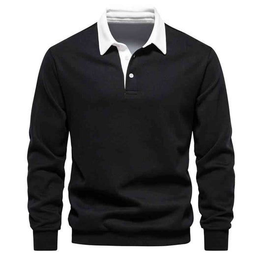 Men's Fashion Casual Versatile Long Sleeves Polo Collar Sweater - Trotters Independent Traders