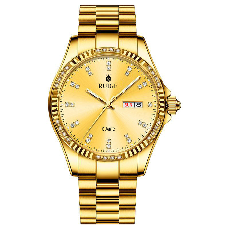 Gold Diamond Men's Quartz Watch Waterproof - Trotters Independent Traders