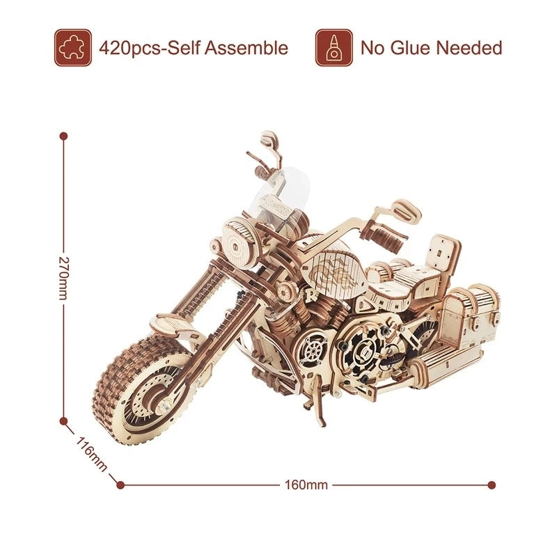 Motorcycle DIY Wooden Model 420 Pcs Building Block Gifts