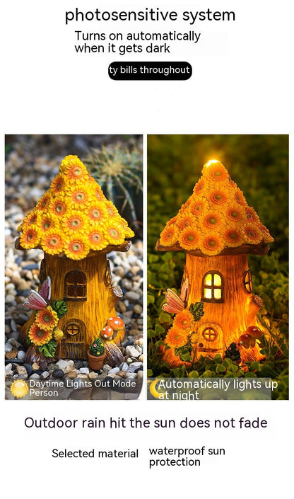 Resin Solar Lamp Decoration Tree House Lamp Outdoor Garden Lawn - Trotters Independent Traders