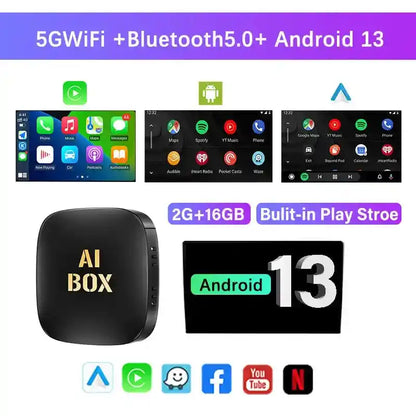 Android 13 Smart Car Play Ai Box Wired To Wireless For Netflix For YouTube