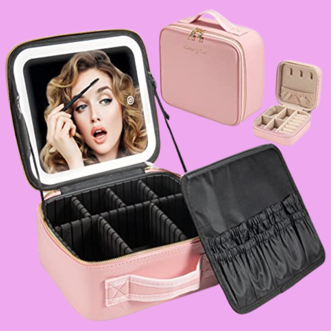 Ultimate Traval Makeup Bag with LED Mirror Cosmetic Case