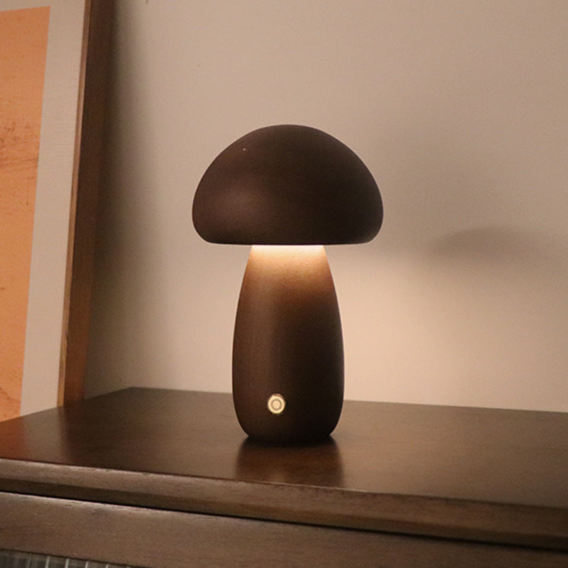 INS Wooden Cute Mushroom LED Night Light With Touch Switch Bedside Table Lamp For Bedroom Childrens Room Sleeping Night Lamps Home Decor - Trotters Independent Traders