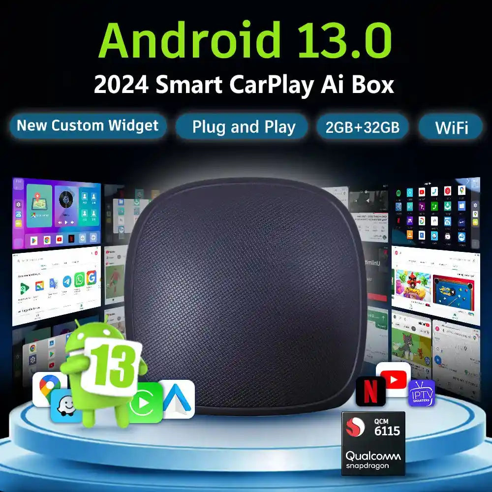 Android 13 Smart Car Play Ai Box Wired To Wireless For Netflix For YouTube