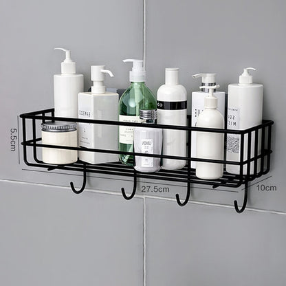 Bathroom Shower Gel Holder With Hook, Wrought Iron Material, No Drilling Required, Bathroom Shelf - Trotters Independent Traders