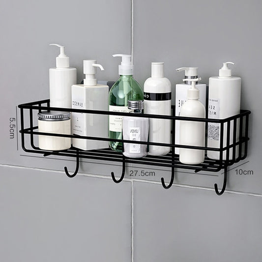 Bathroom Shower Gel Holder With Hook, Wrought Iron Material, No Drilling Required, Bathroom Shelf - Trotters Independent Traders