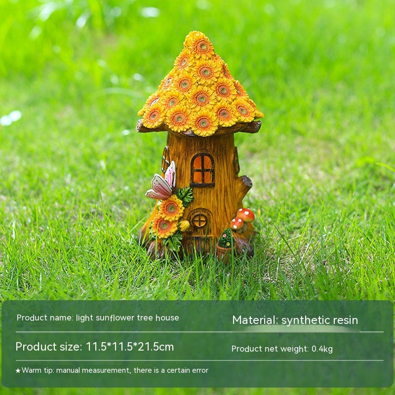 Resin Solar Lamp Decoration Tree House Lamp Outdoor Garden Lawn - Trotters Independent Traders