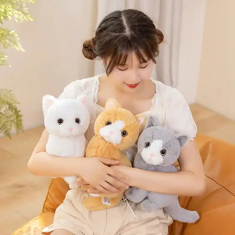 26cm Simulation Grey White Black Cat Toy Gift for Kids