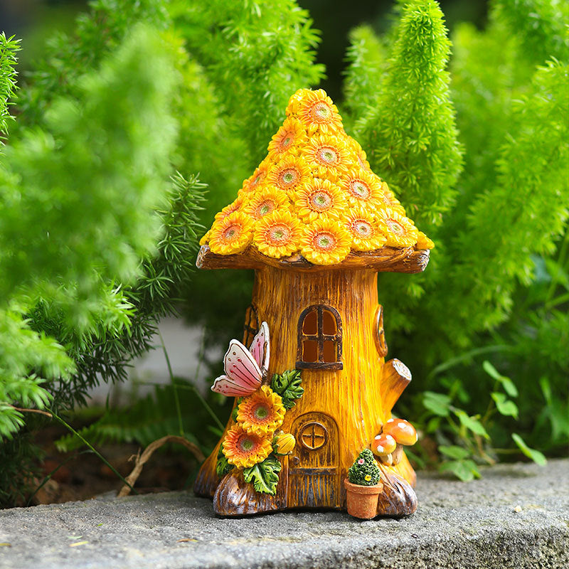 Resin Solar Lamp Decoration Tree House Lamp Outdoor Garden Lawn - Trotters Independent Traders