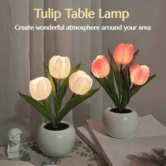 Simulation Tulpe Blumentopf Lampe Innen dekorative Tischlampe