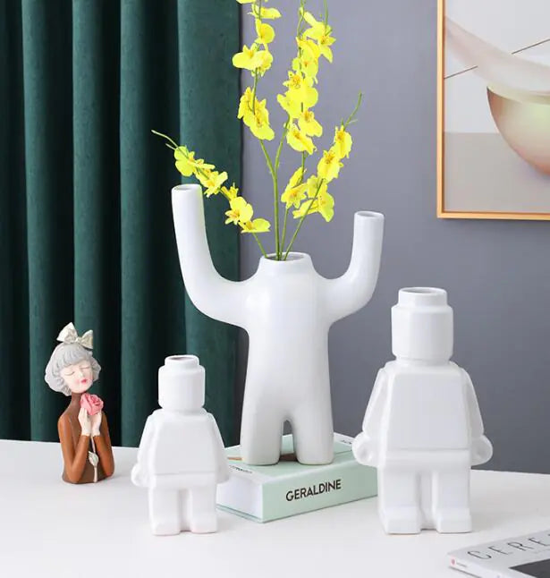 Creative Robot Vase Modern Living Room Decoration