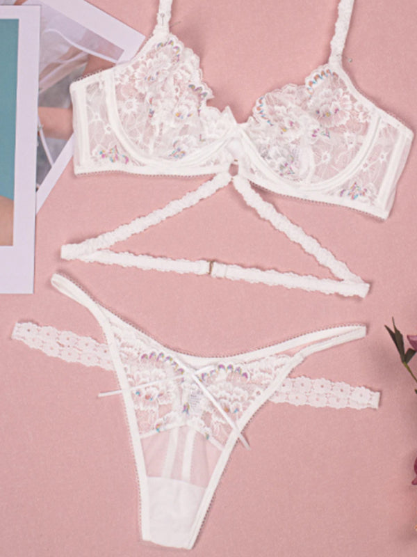 Sexy Lingerie Set Lace Thong Bra Three-Piece Set