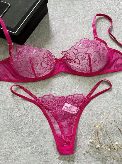 New Temptation Three-Point Thin Hollow Bra Sexy Set