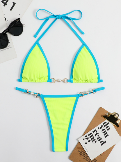 Solid Color Bikini Suit