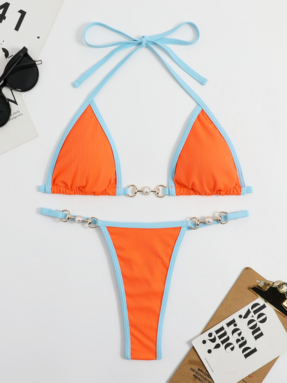 Solid Color Bikini Suit