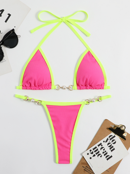 Solid Color Bikini Suit