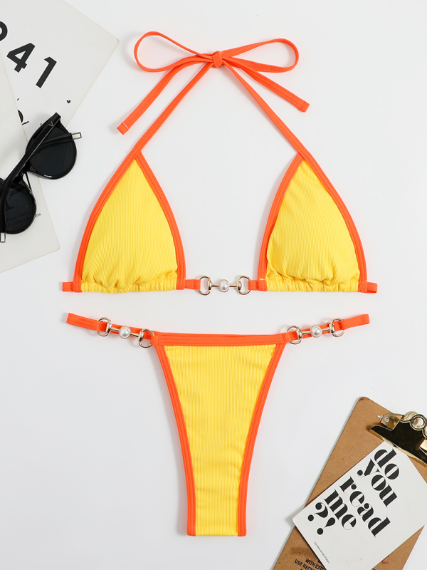 Solid Color Bikini Suit