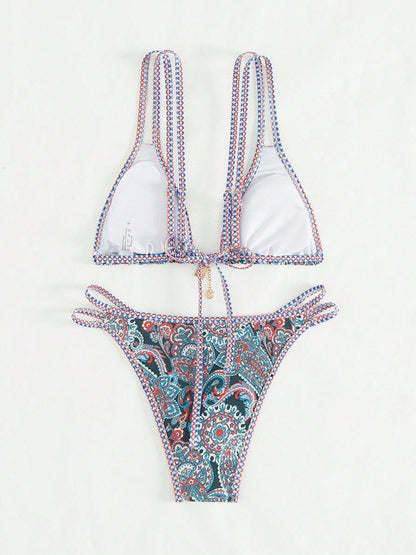 New Paisley Floral Print Sexy Strappy Bikini