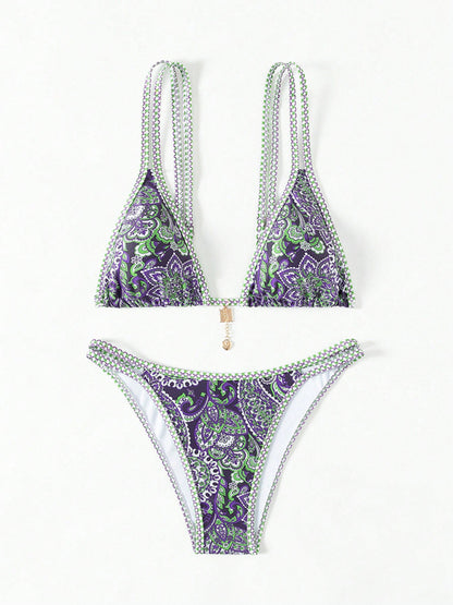 New Paisley Floral Print Sexy Strappy Bikini