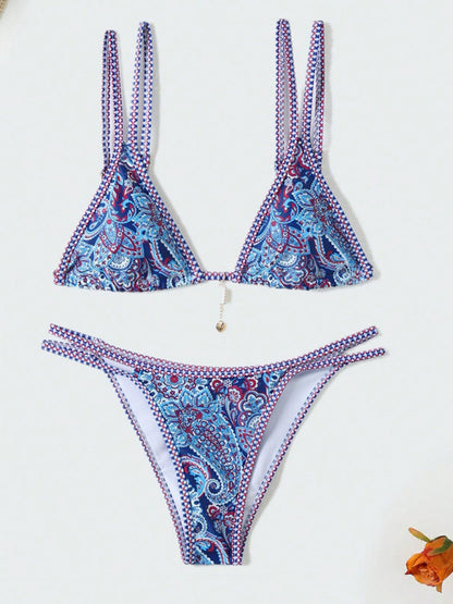 New Paisley Floral Print Sexy Strappy Bikini