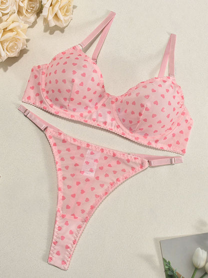 Heart-shaped See-Through Temptation Sexy Underwear Set