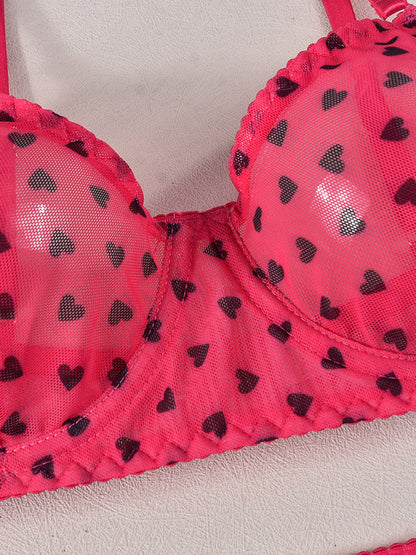 Heart-shaped See-Through Temptation Sexy Underwear Set