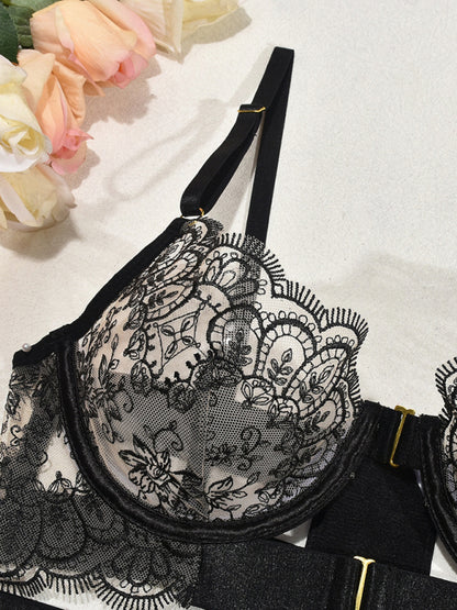 Embroidered Bra Sexy Lingerie Set