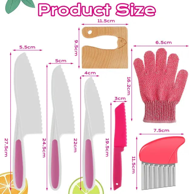 Cooking Cutter Set Wooden and Plastic Knives Kids Set