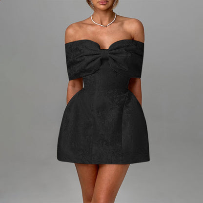 One Shoulder Bow Sexy Backless Dress