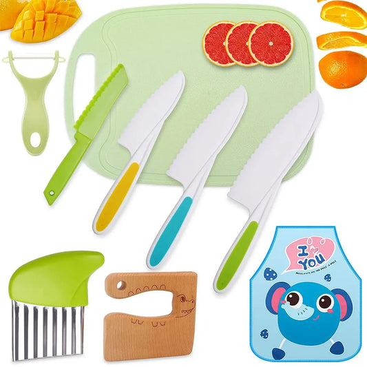 Cooking Cutter Set Wooden and Plastic Knives Kids Set