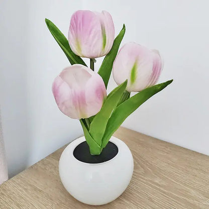 Simulation Tulip Flower Pot Lamp Indoor Decorative Table Lamp