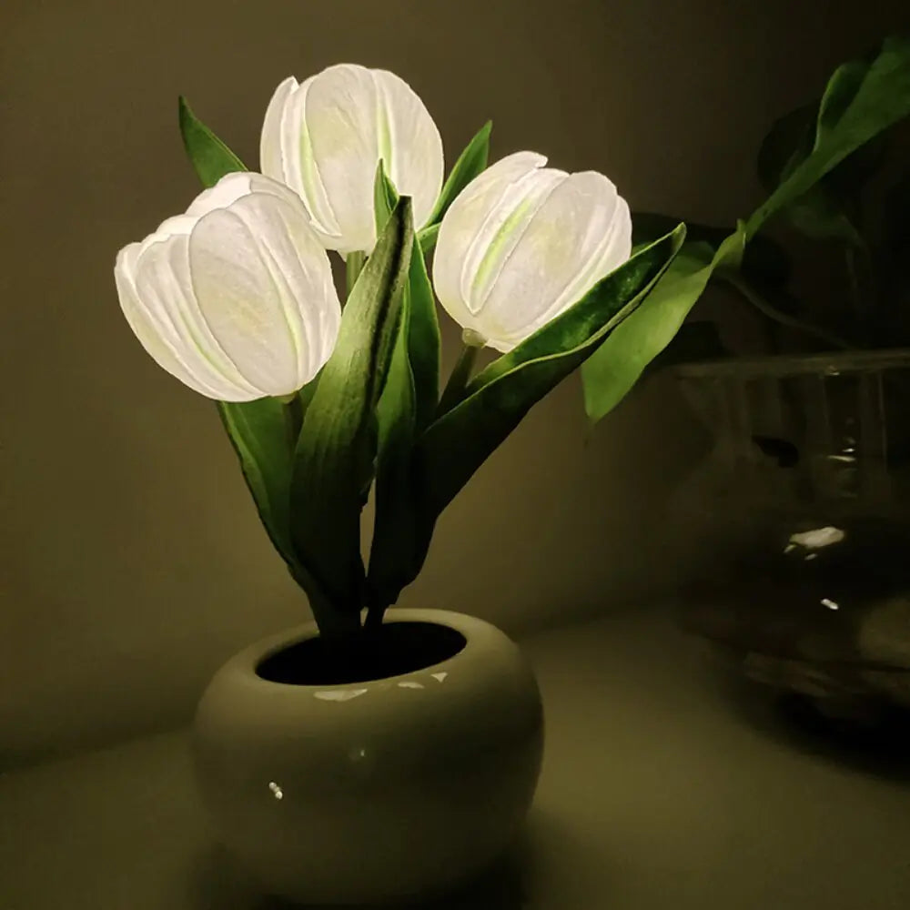 Simulation Tulip Flower Pot Lamp Indoor Decorative Table Lamp