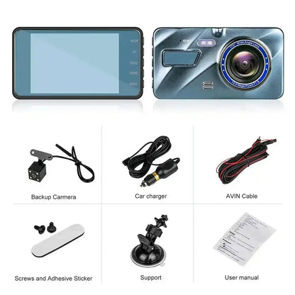 Touch Screen Dash Cam 4 Dual Lens Car DVR Front And Rear Camera