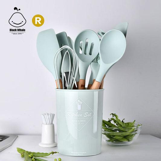 12 Piece Silicone Cooking Spoon Set Kitchen Utensils
