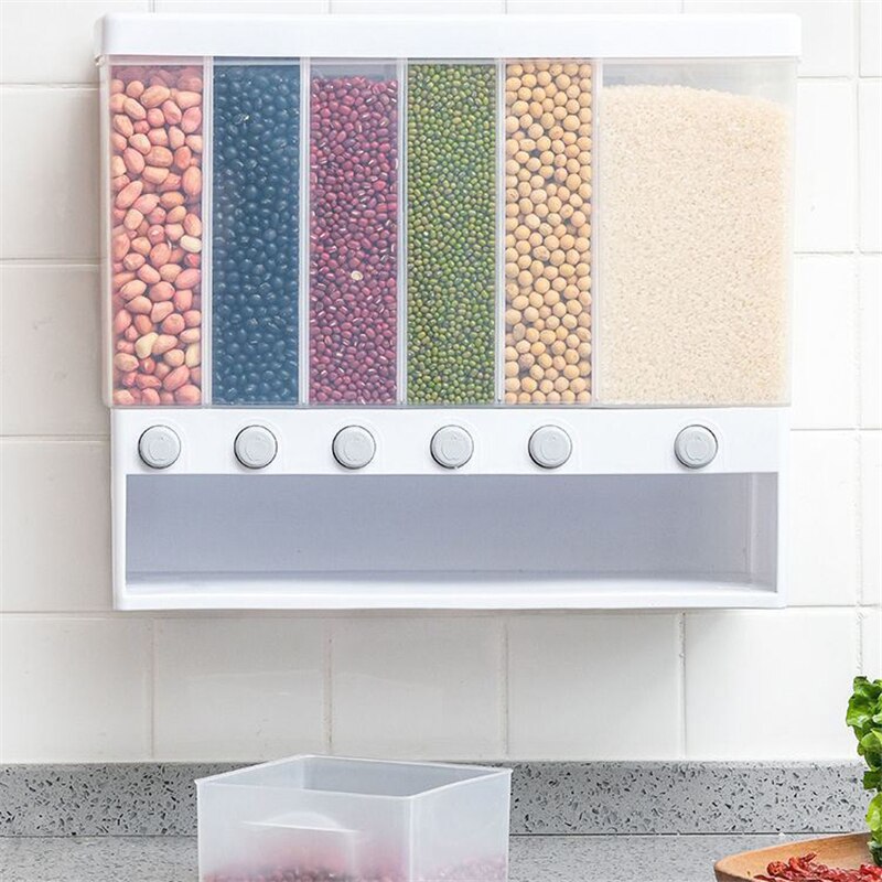 Cereal Dispenser,Wall-Mounted Dry Food Dispenser Rice Bucket Multi Compartments Automatic Metering Storage Box Sealed Grain Container for Home Kitchen Counter Tops Restaurant - Trotters Independent Traders