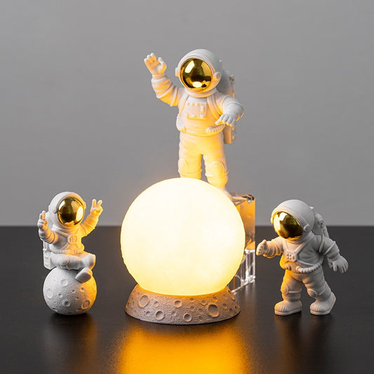 Astronaut and Moon Home Decor Set Action Figures Cool Gift