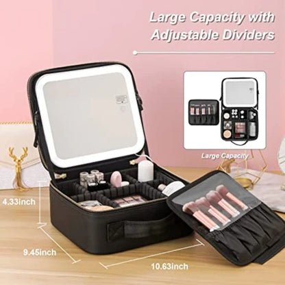 Ultimate Traval Makeup Bag with LED Mirror Cosmetic Case