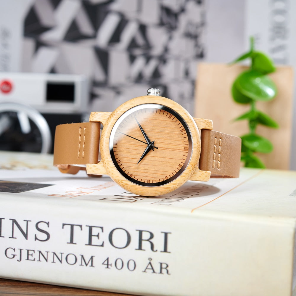 Chronograph Zen Wood Watch Full Natural Wooden Bamboo Strap