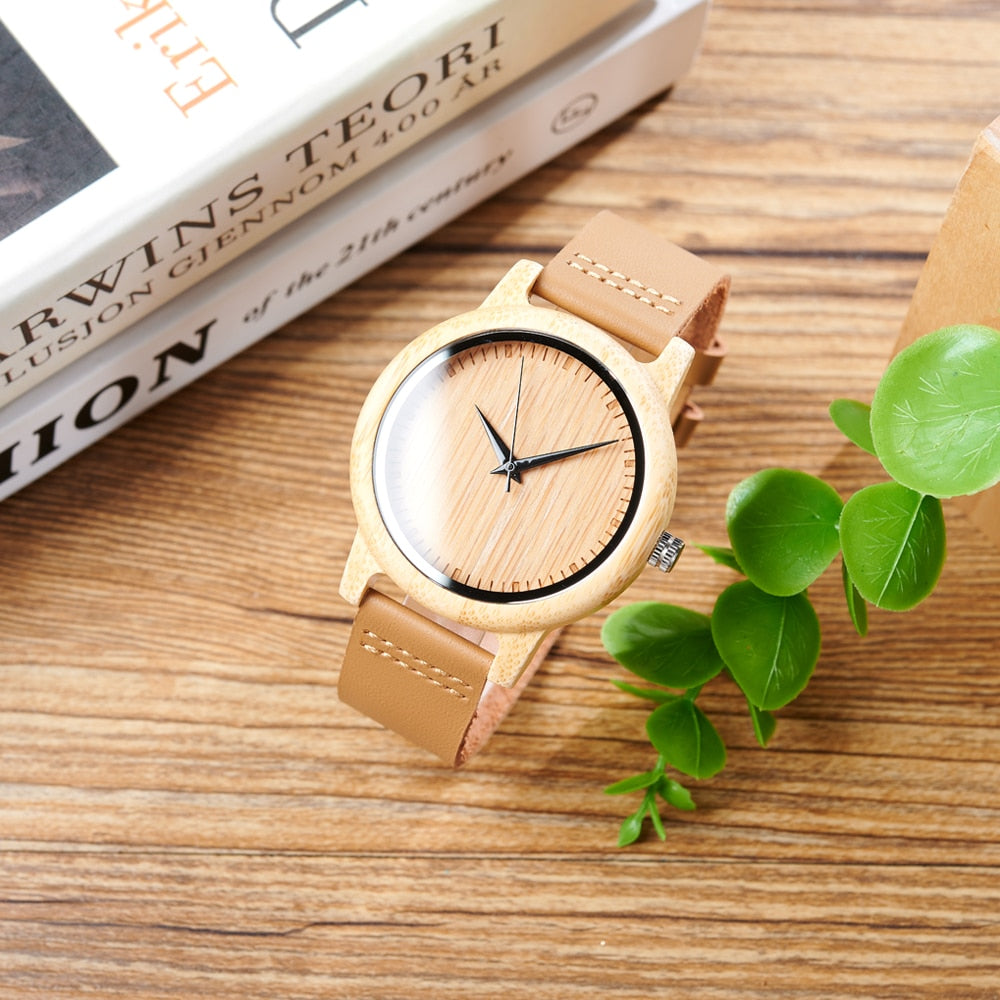 Chronograph Zen Wood Watch Full Natural Wooden Bamboo Strap