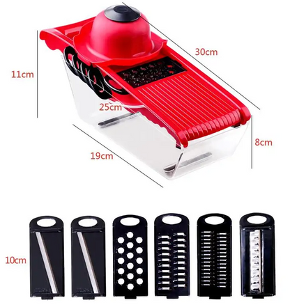 Mandoline Slicer - Vegetable Slicer 5 in 1 Multi-function Food Slicer Grater Chopper Fruit and Cheese Cutter with 5 Interchangeable Blades and Safety Food Holder - Trotters Independent Traders