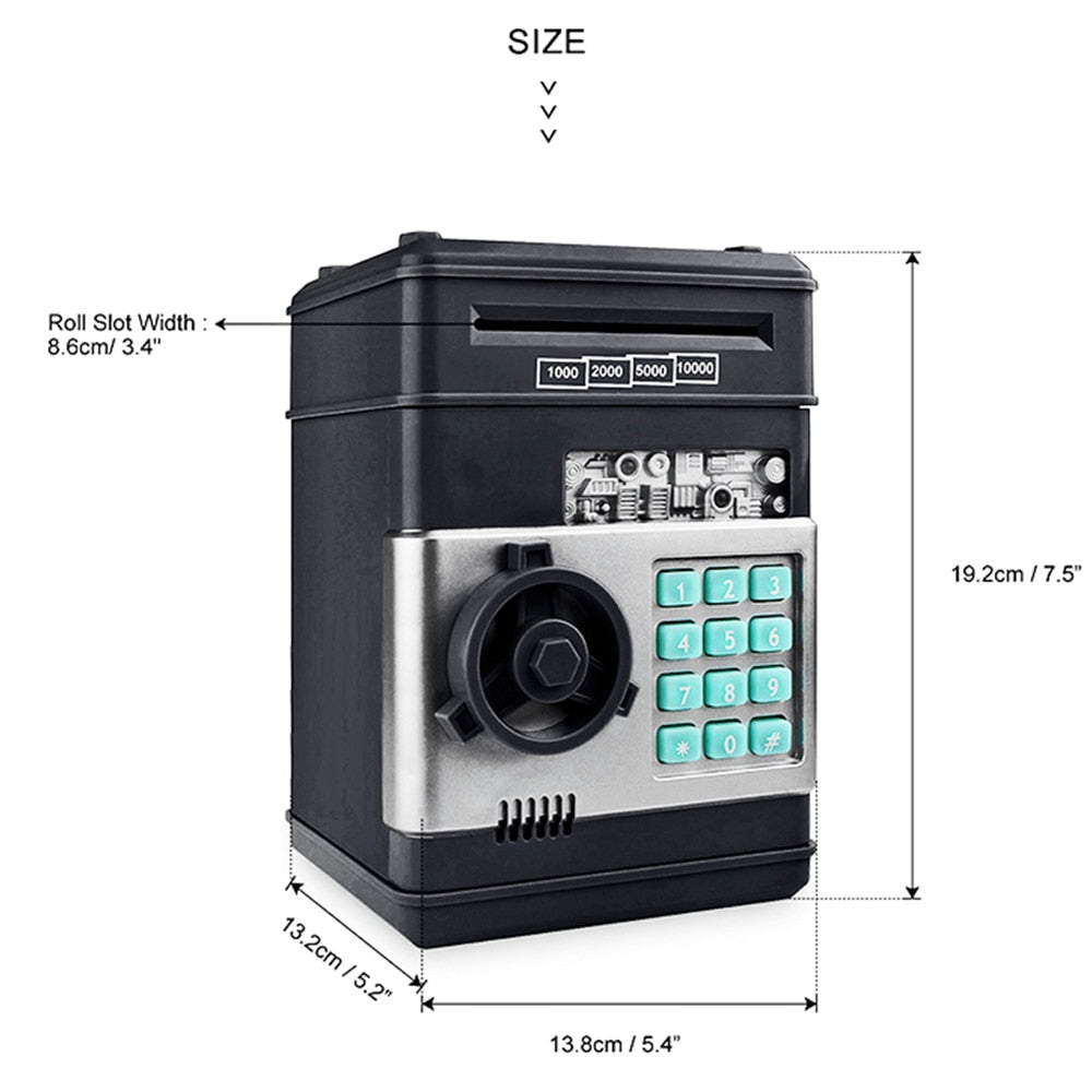 Electronic Piggy Money Box Password Money Box Cash Coins Saving Box ATM Bank Safe Box Automatic Deposit Banknote Christmas Gift - Trotters Independent Traders