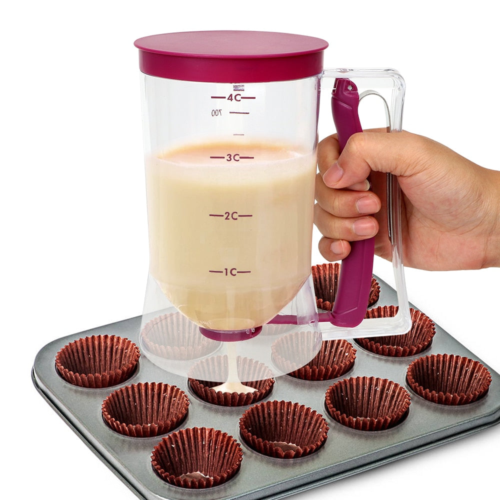 Pancake Cup Cake Batter Dispenser Separator Waffle Mix Maker 900ml Easy to Operate Easy to Clean DIY Dough Pastry Handheld Kitchen Baking Tool - Trotters Independent Traders