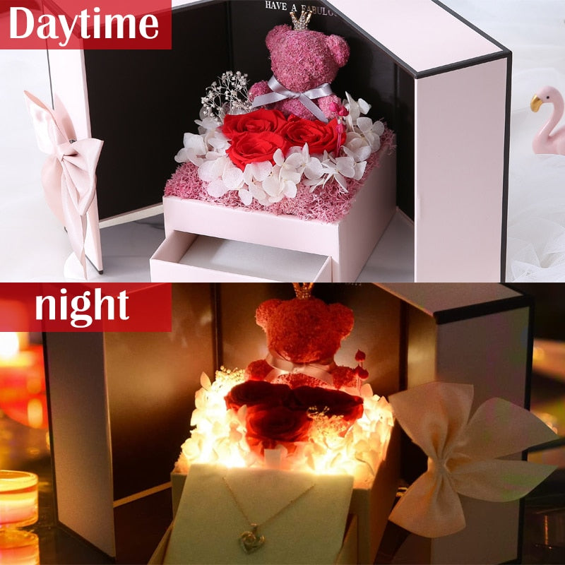 Home Transparent Empty Gift Box For Artificial Teddy Bear Rose Flower Gifts Box Women Plush Bear Rabbit Gift Transparent 40CM - Trotters Independent Traders