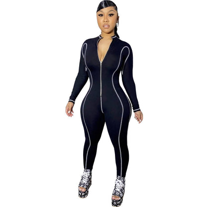 Zip Collar Long Sleeve Jumpsuit2