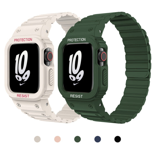 Silicone Magnetic Link Watchbands With Case for Apple Watch