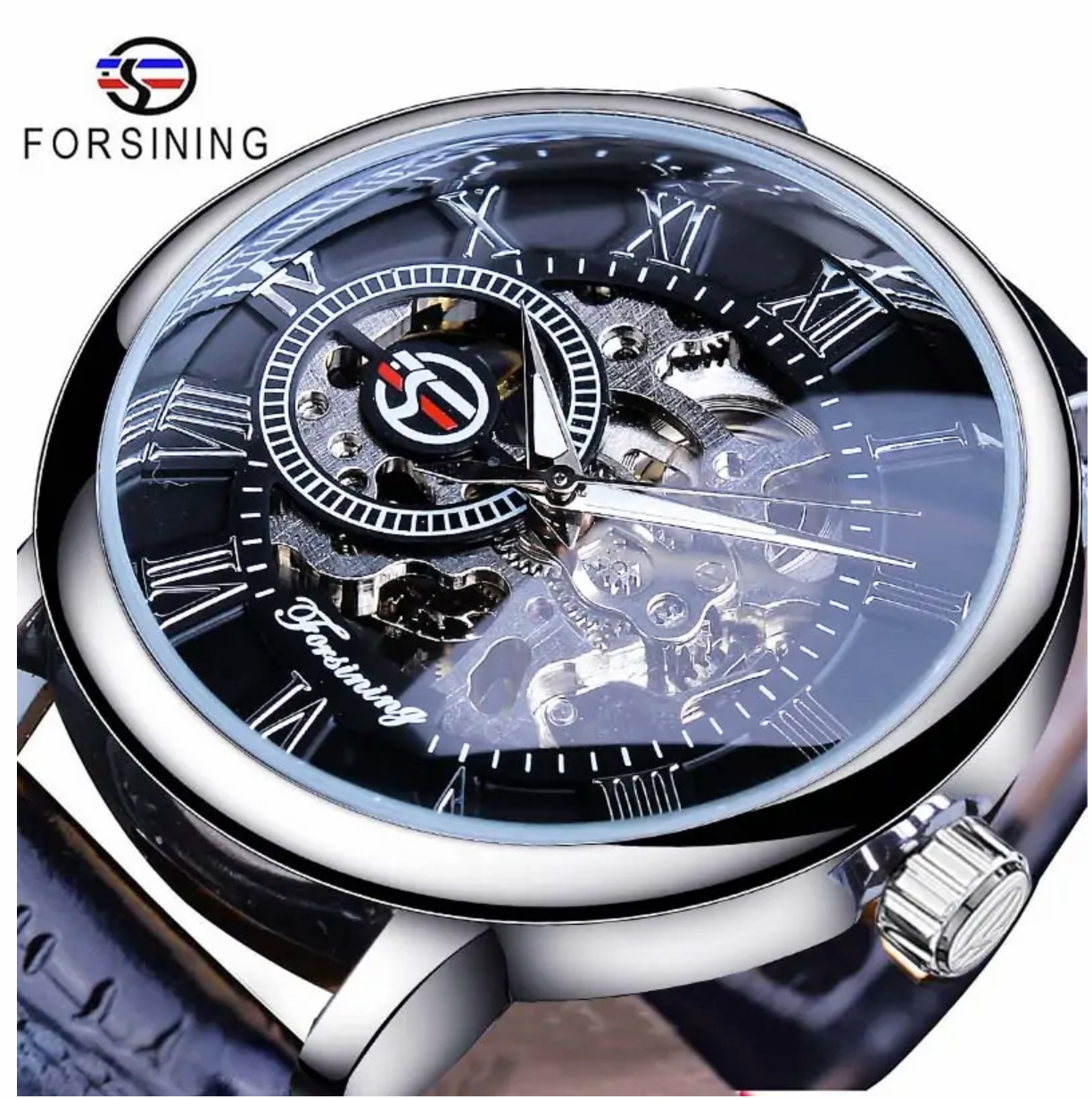 Luxury 3d Design Hollow Engraving Black Gold Skeleton Watch