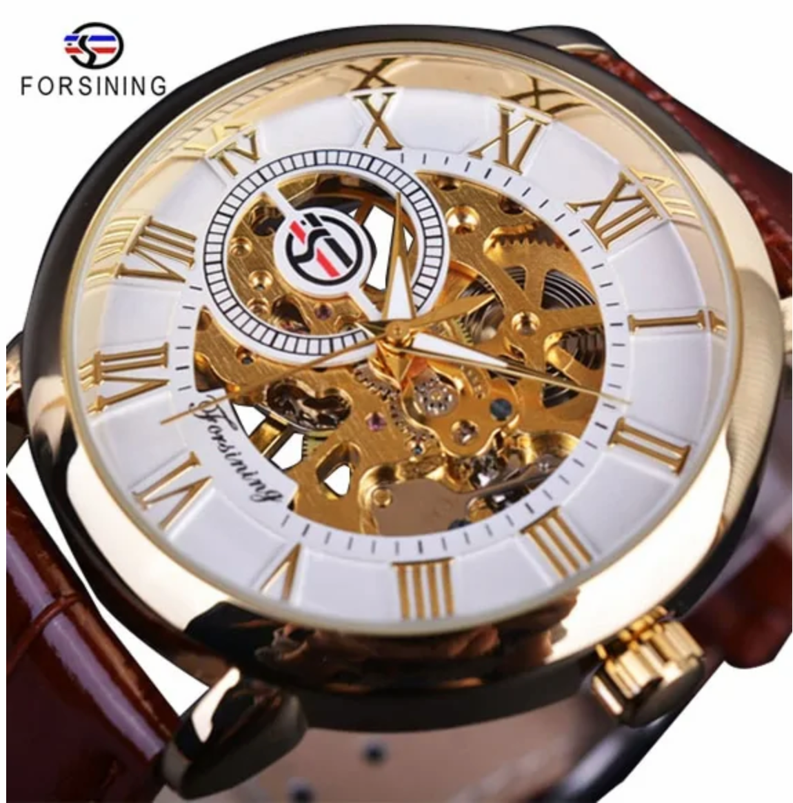 Luxury 3d Design Hollow Engraving Black Gold Skeleton Watch